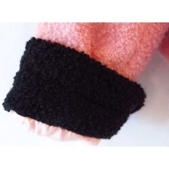 Marvin Richards Wool Short Teddy Jacket Size 4P Pink Black Cozy Retro Vintage - Picture 6 of 12